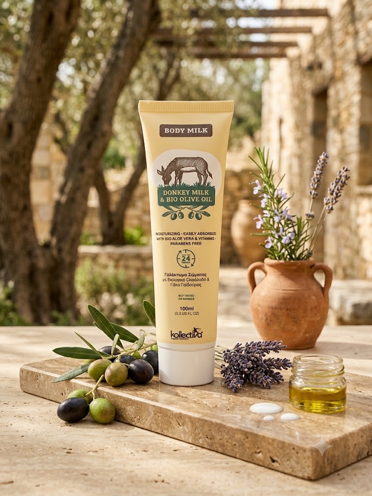 Γαλάκτωμα Σώματος με Γάλα Γαϊδούρας & Βιολογικό Ελαιόλαδο 100ml - Εικόνα 2